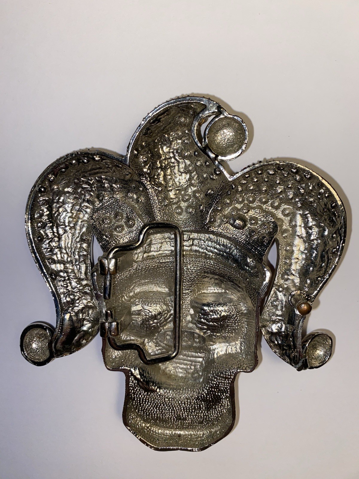 Iced Bling Skull Jester Belt Buckle Rhinestone Encrusted Jester Hat By FL&B.