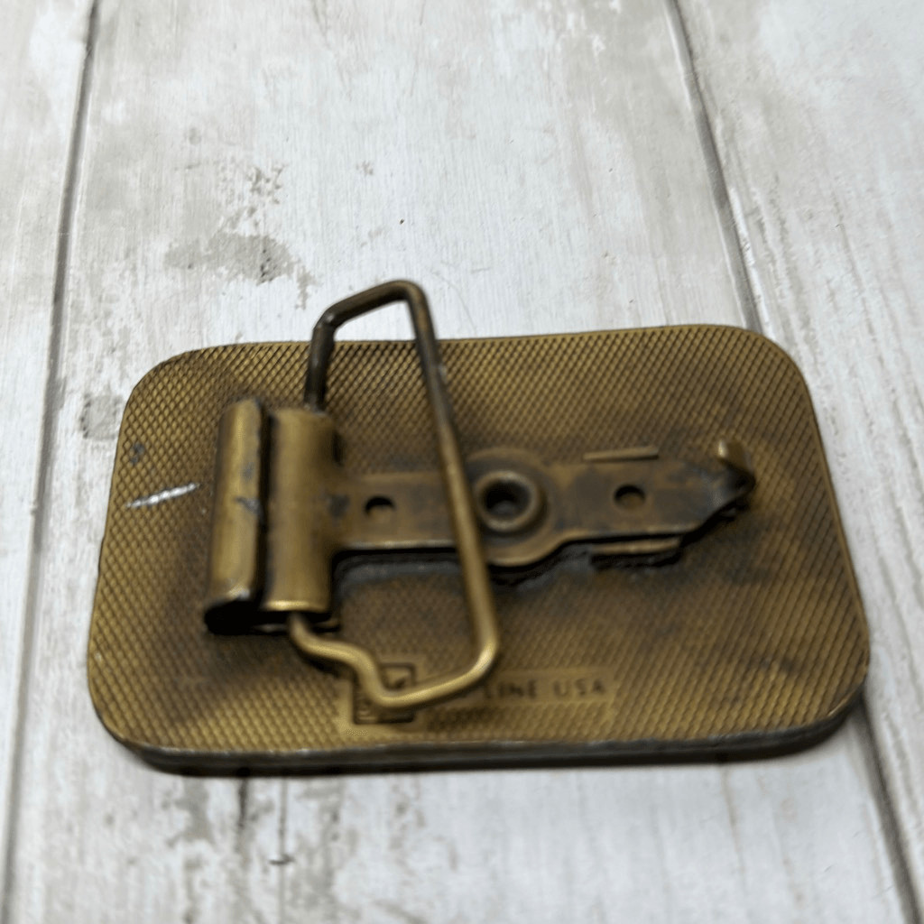 Timberline Stoves Raised Mountain Design Gold Colored Belt Buckle Hit Line USA