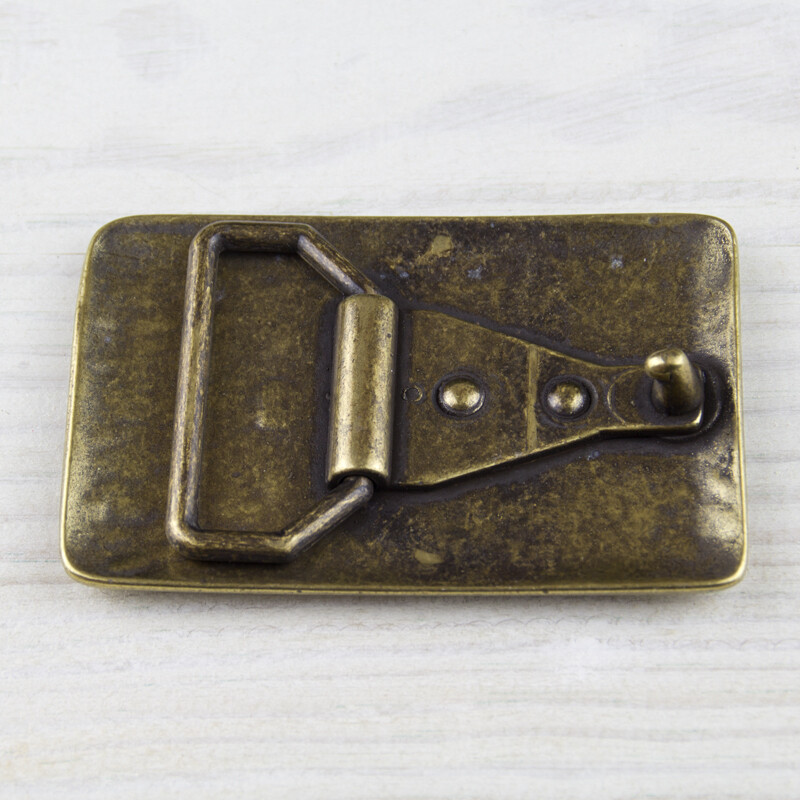 Biker Rectangle Geometry Belt Buckle Brass Interchangeable Buckle GS5577