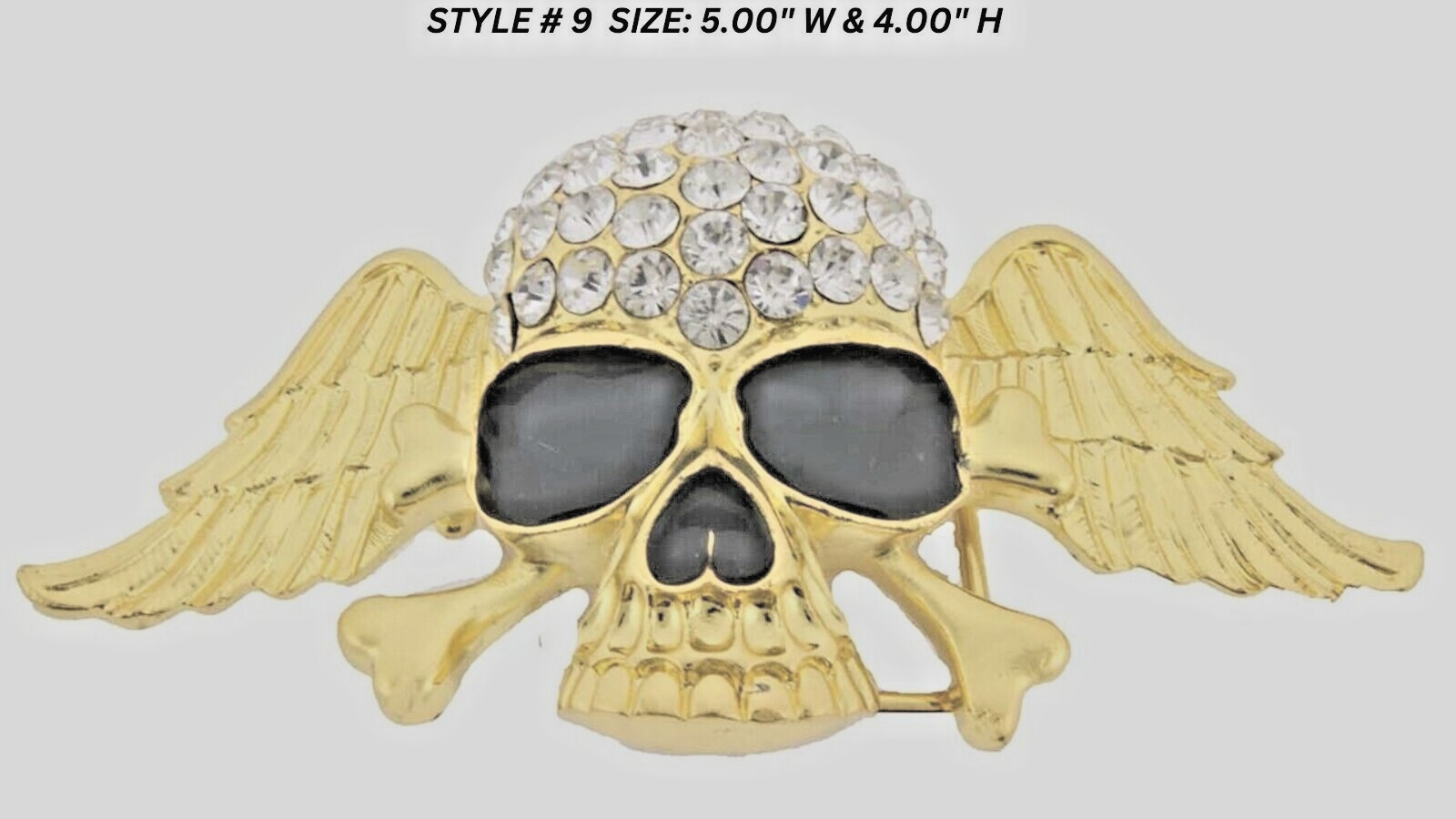 Skull Belt Buckle Crossbones Skeleton Halloween Pirate Costume Gold Metal Bling