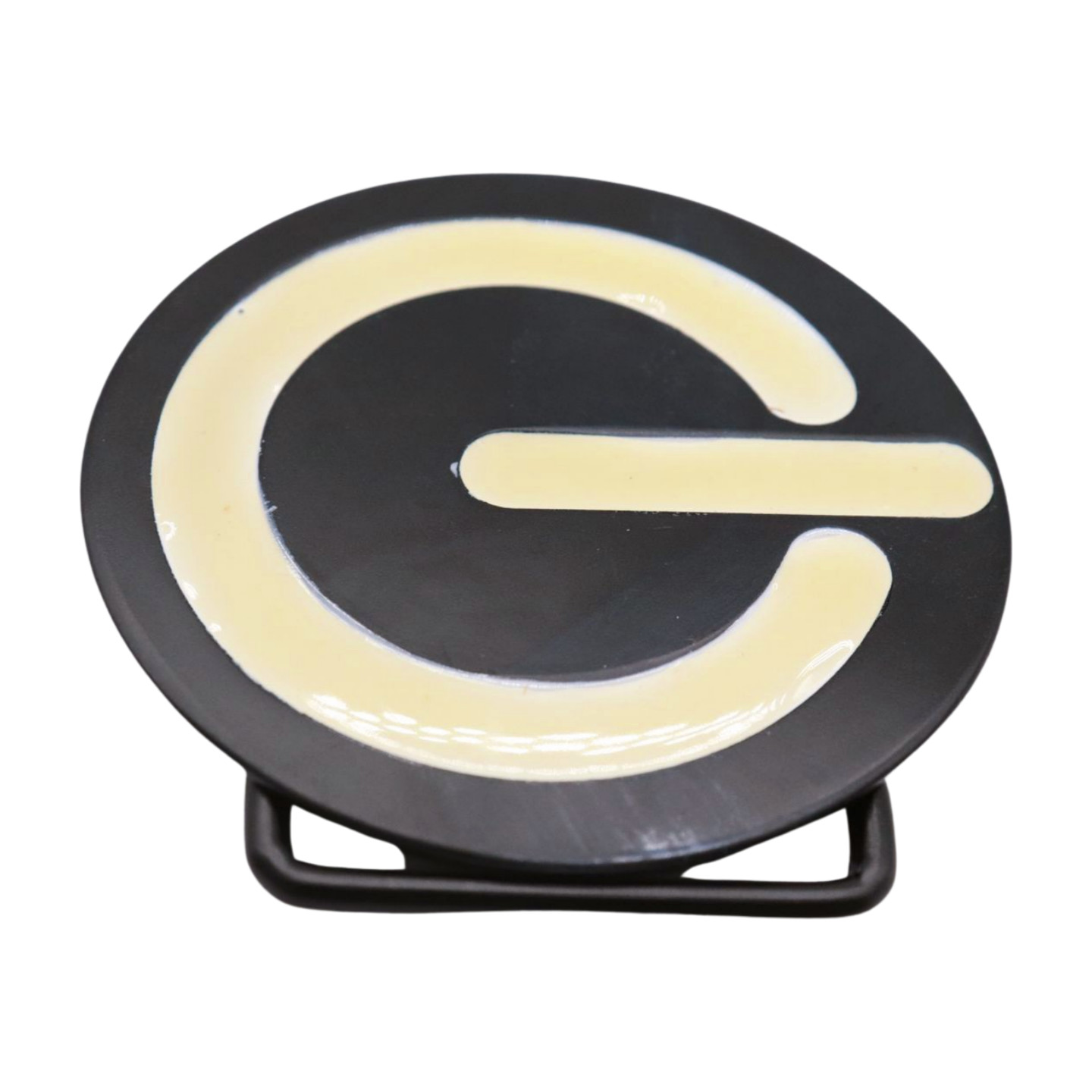 Men Women Teen Fashion Belt Buckle Emoji Retro Black Metal Power Button On Off