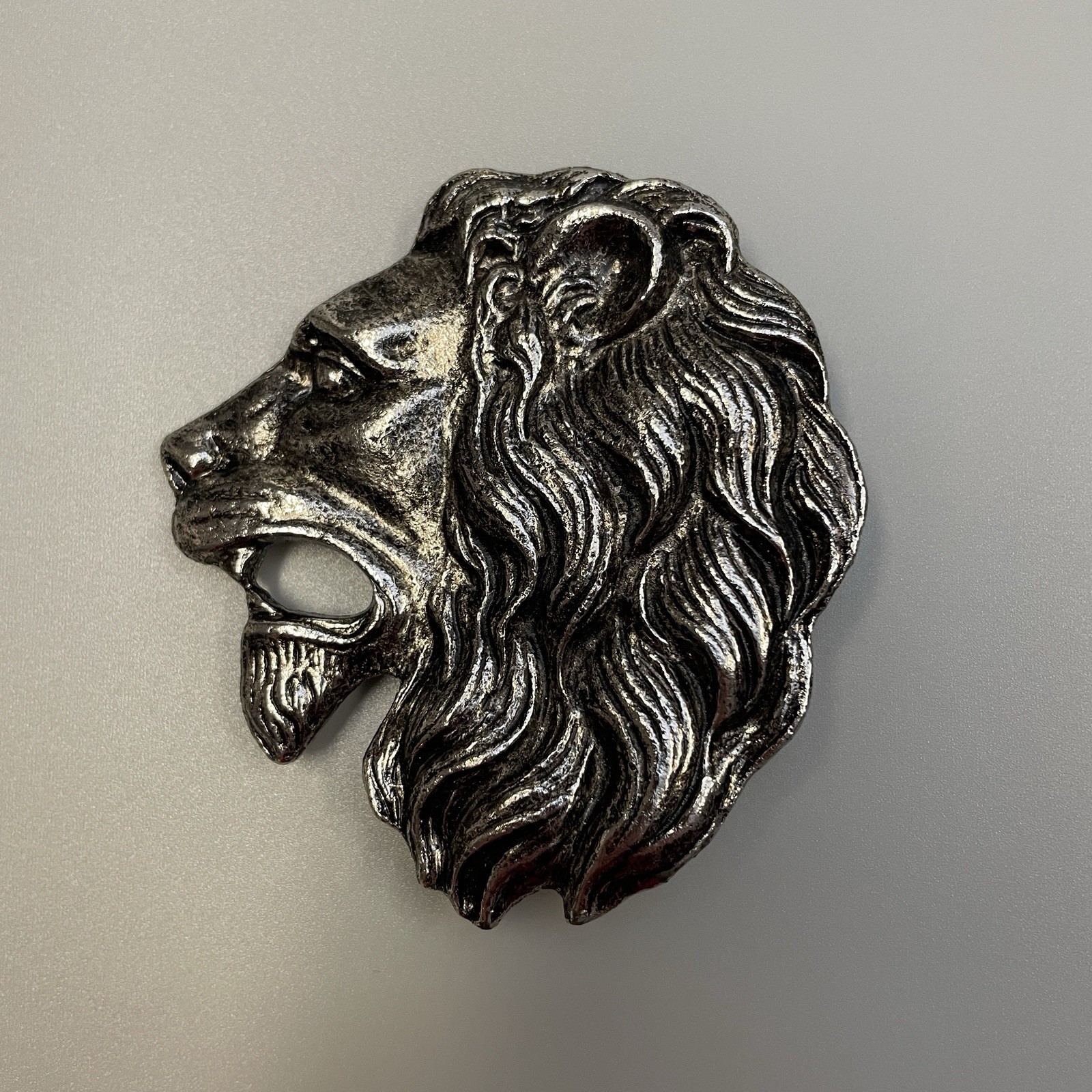 Vintage Silver Tone Gothic Medieval LARP Buckle for Belt Lion Head Roaring Gift
