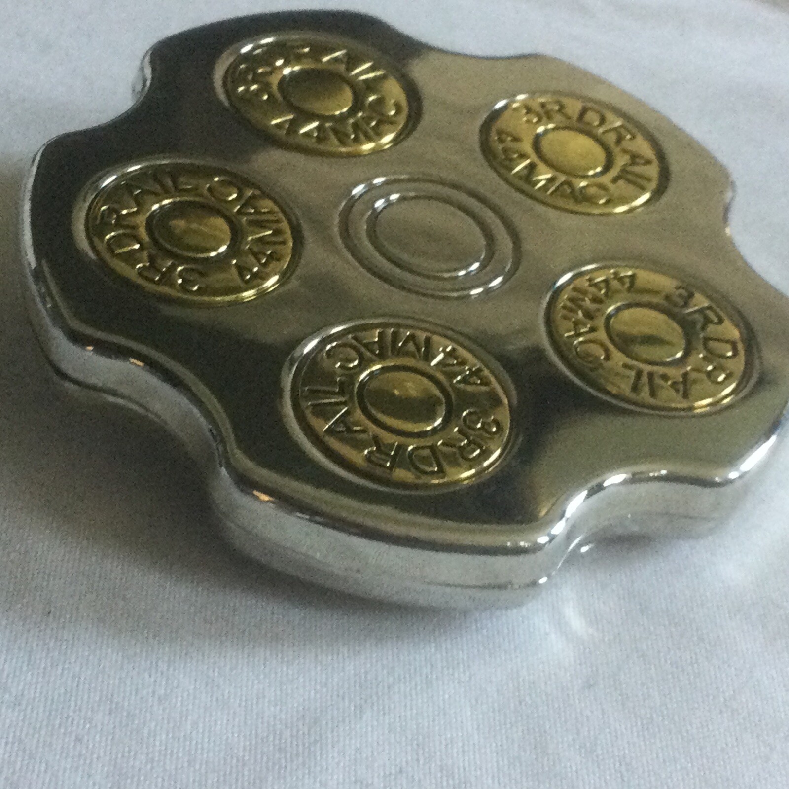 3RDRAIL Chrome Revolver Gun Barrel Novelty Belt Buckle 44 MAC Five Shot Bullet
