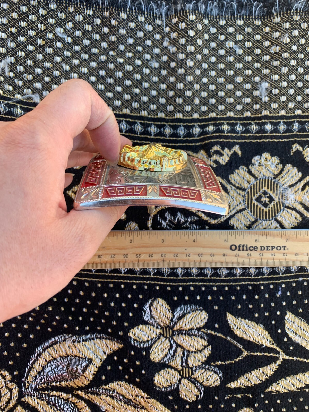 Western Buckle Gold Red Silver Texas Lone Star Cowboy 2 » Buckle Hebilla Vaquero