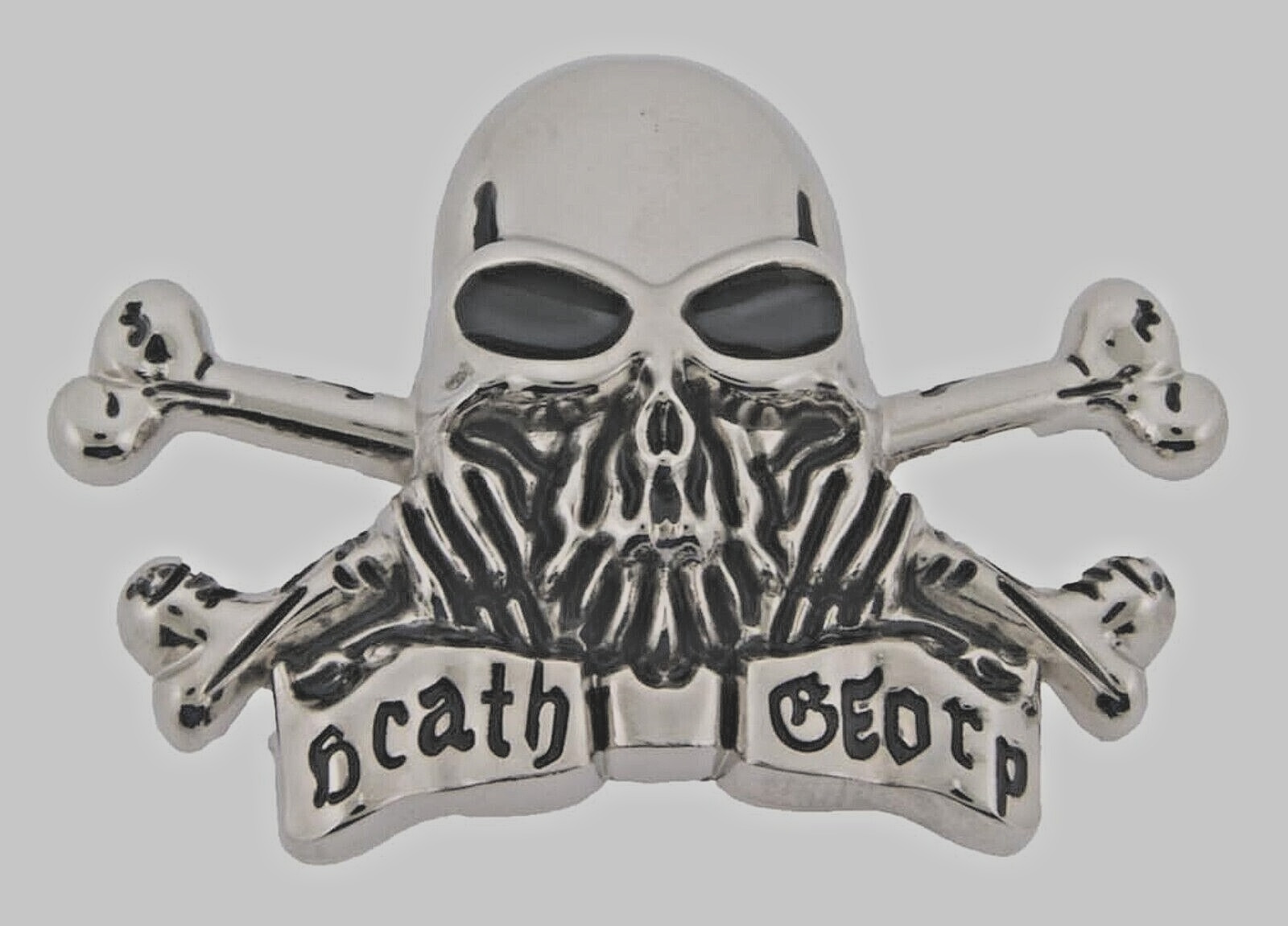 Skull Belt Buckle Silver Metal Skeleton Crossbones Pirate Sign Halloween Party