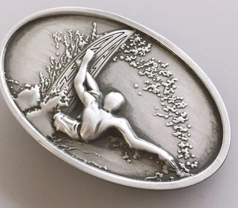 New surfer surfing surf ocean wave hawaiian silver hawaii hawaiian Belt buckle