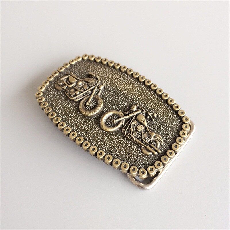Antique Bronze Plated Heavy Metal Motorcycle Chain Biker Rider Belt Buckle