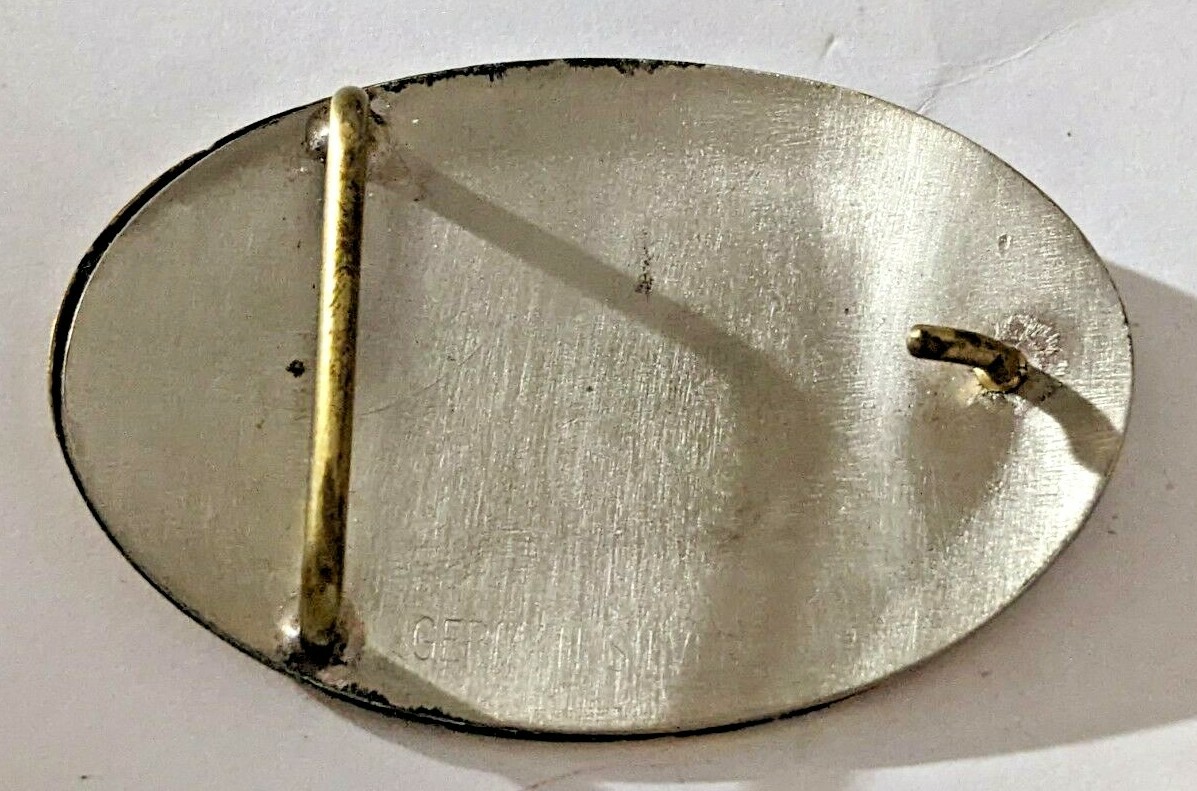 German Silver Rodeo Cowboy Bucking Bronco Horse Belt Buckle Vintage RARE HTF EUC