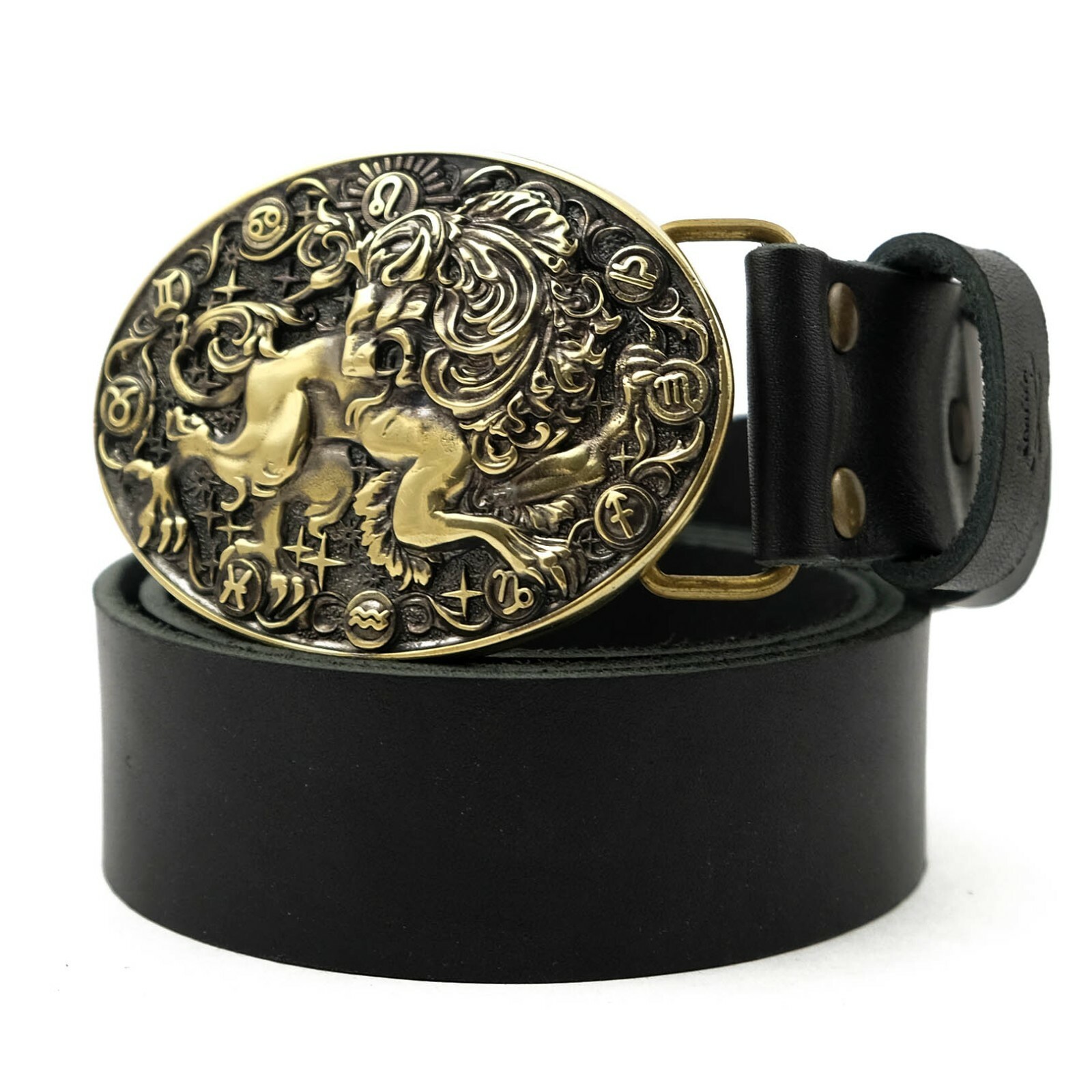 Leo belt buckle, Lion Horoscope Astrological Zodiac Sign solid brass buckle