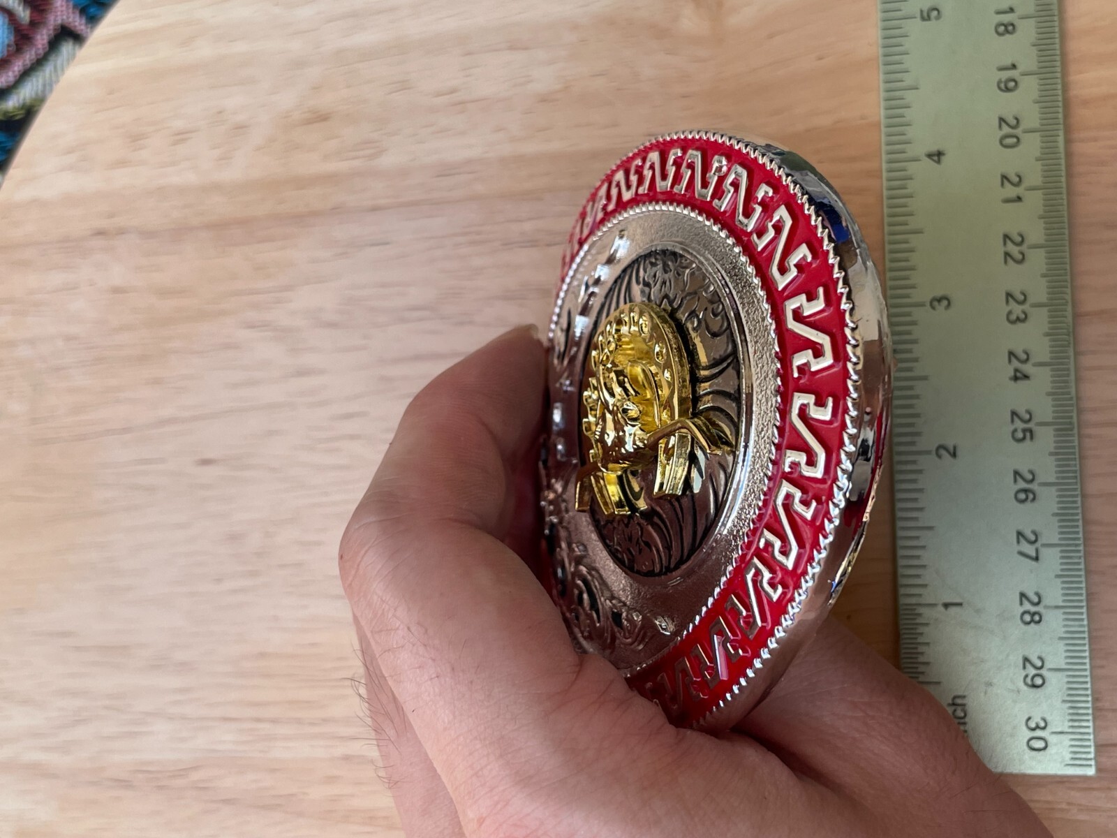 Western Buckle Gold Silver Red Longhorn Horseshoe Rodeo Bull Cowboy Fit 2 »