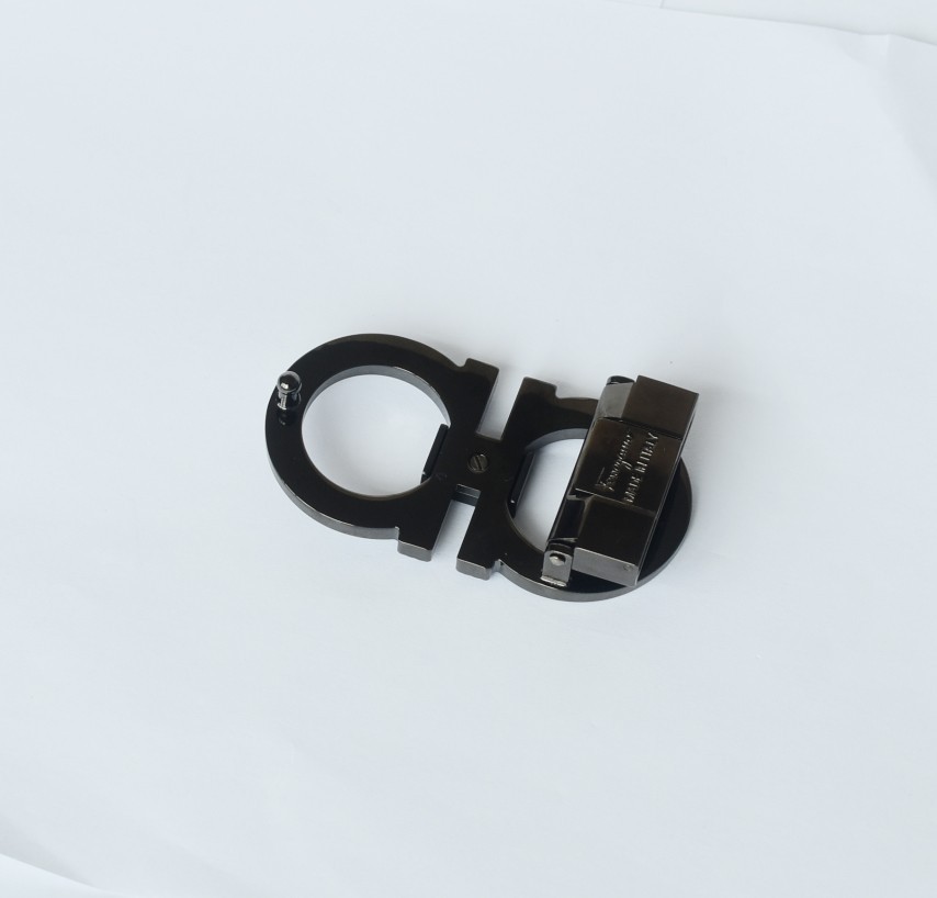 Ferragamo Gancini Gunmetal Textured Belt Buckle Fits 1.38&Prime; W Leather Belts