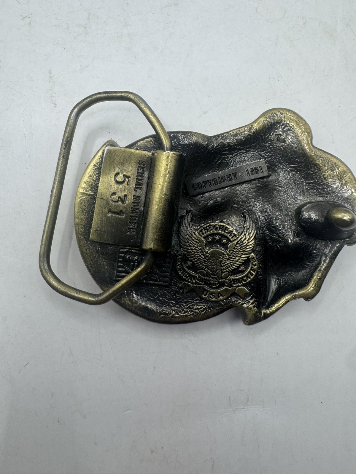 Bass Fishing Belt Buckle Great American Buckles USA Serial #531 1981