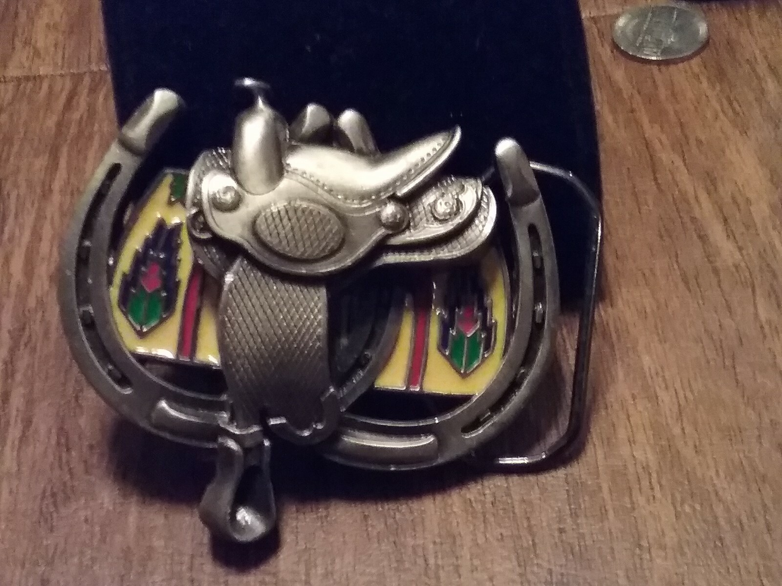 NEW saddle horseshoe no.1964 Great USA 1990 Metal Buckl ENAMEL color southwest