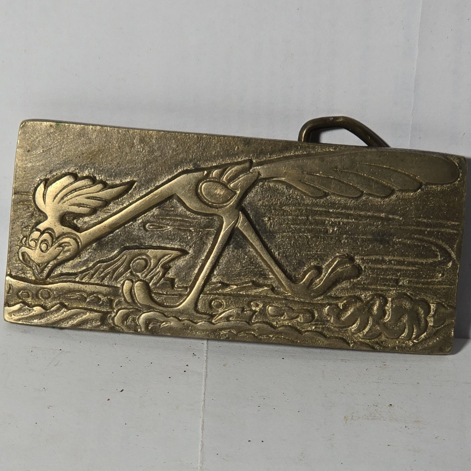 Solid Brass Road Runner Gold Western Belt Buckle Fits 1.5 in Belt MPN 633