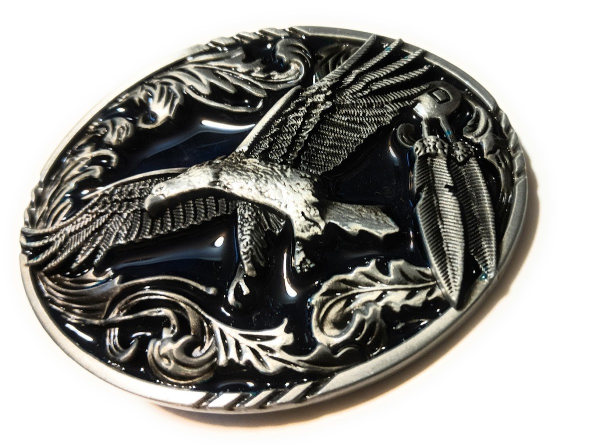 Classic Soaring EAGLE Antique Silver color BELT BUCKLE Full Metal Western USA