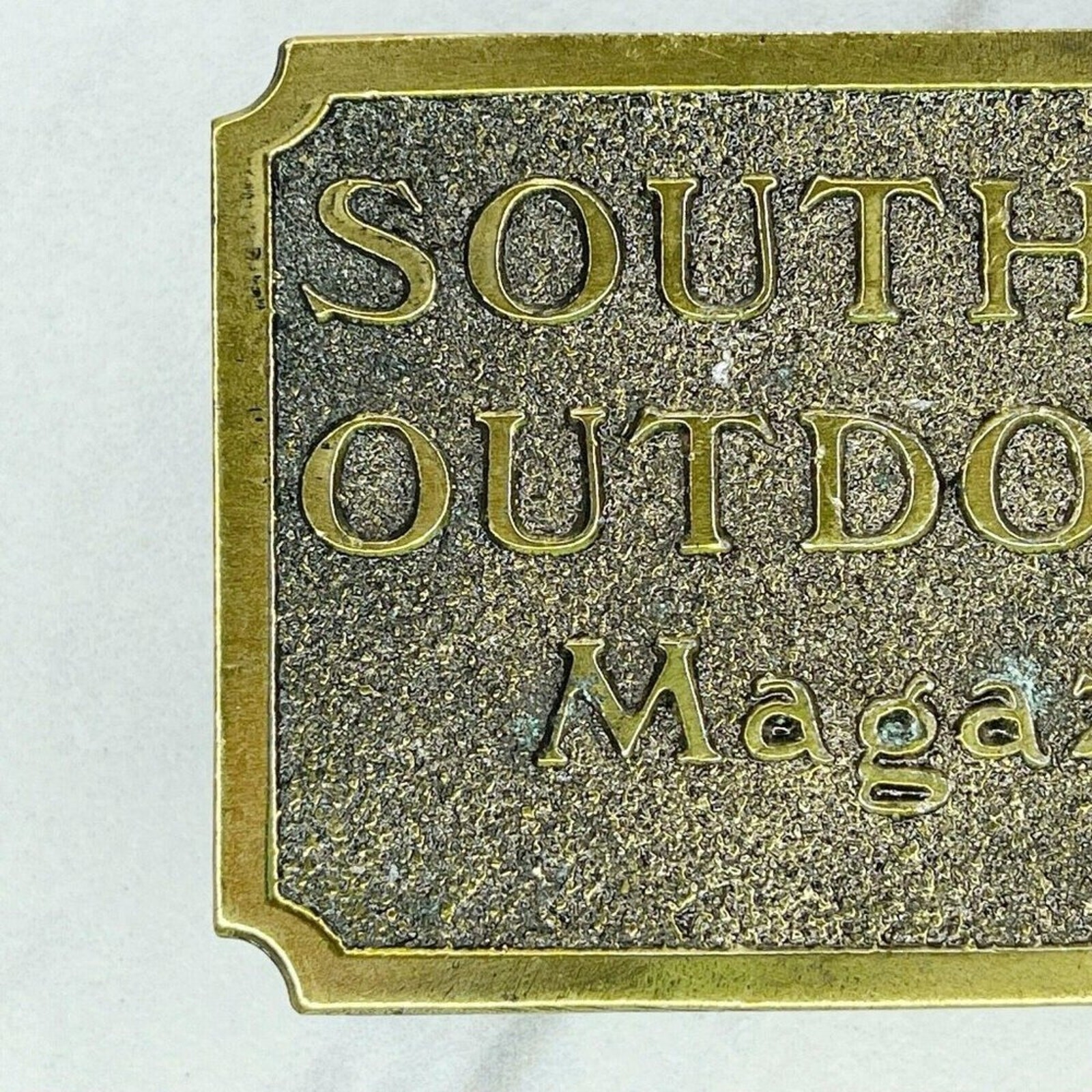 Vintage 1982 Great American Buckle Co Southern Outdoors Magazine Belt Buckle