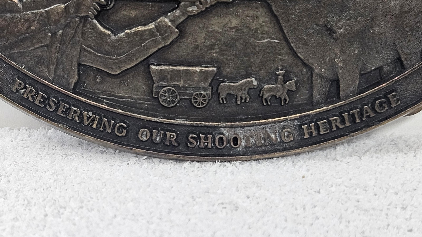 NRA Whittington Center Belt Buckle Mens Silver 1973-1988 Elk Deer Hunter USA