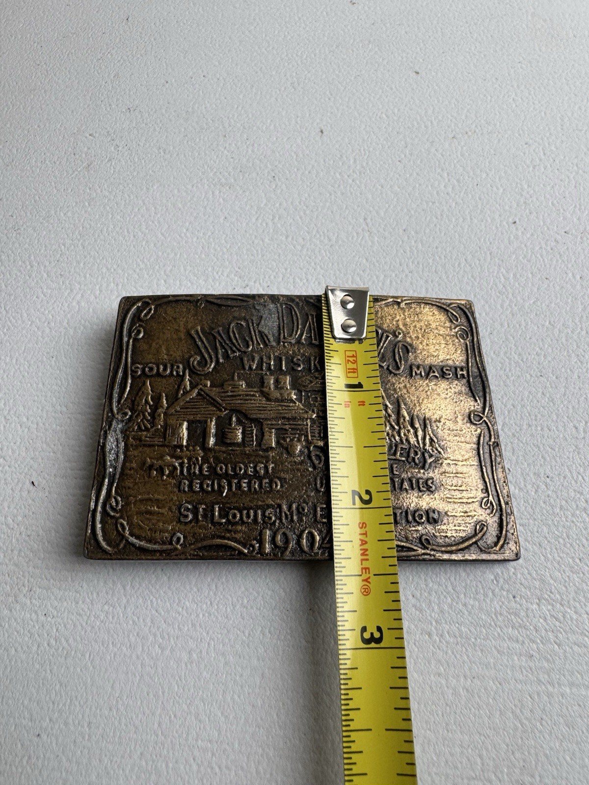 Vintage Jack Daniel&rsquo;s Brass Belt Buckle Sour Whiskey Mash 1904 Number 837