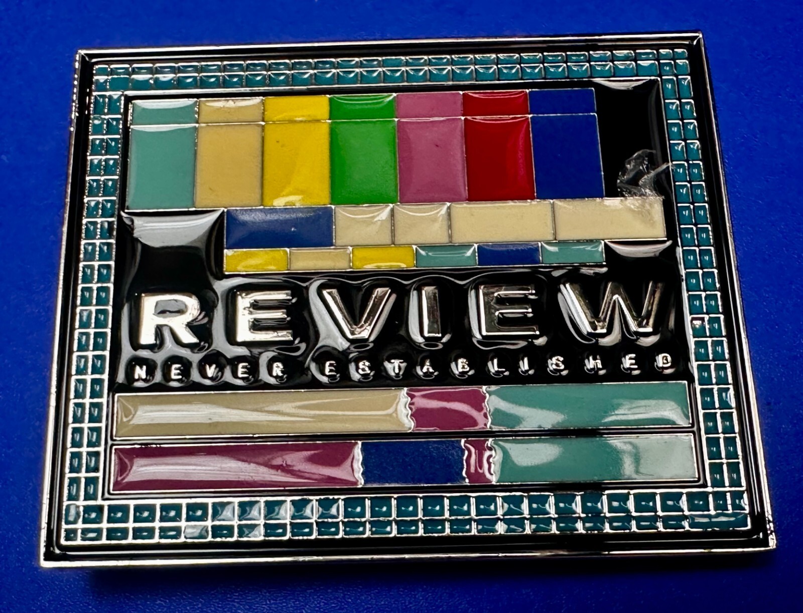 Review Never Established Multi-Colored Enameled TV Bars? Statement Belt Buckle