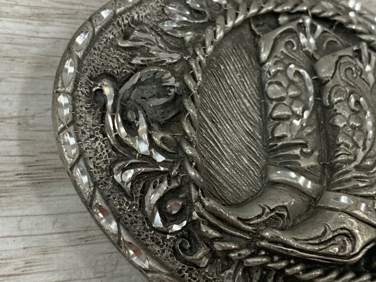 Vintage 1970s Solid Pewter Design Cowboy Cowgirl Western Boots Belt Buckle USA