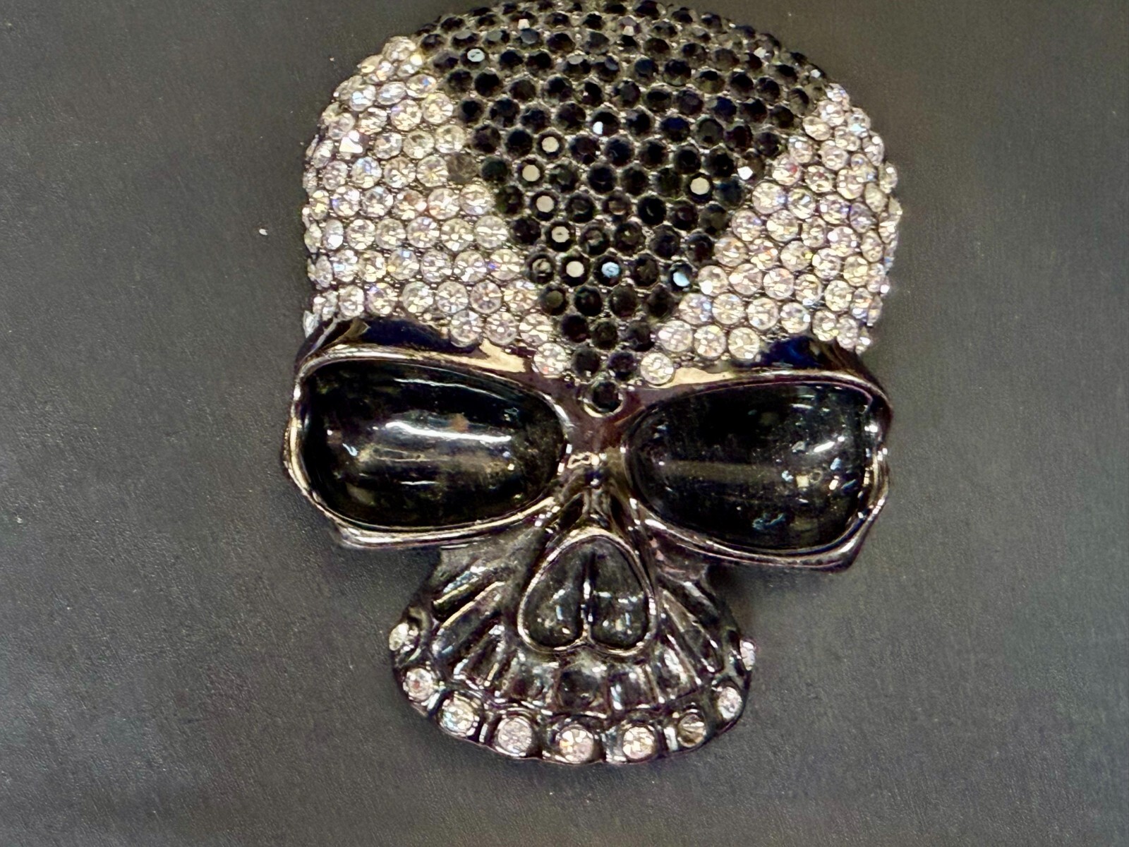 Skull Head Clear Bling Rhinestone Gothic Punk Figural Belt Buckle Missing Stone