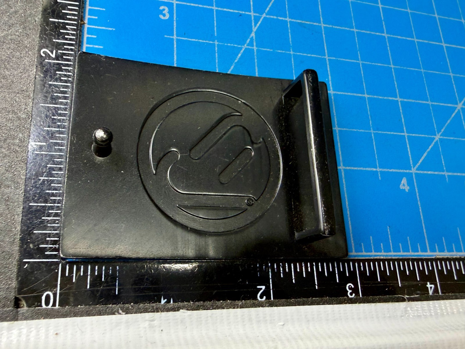 Unknown to me! Geometric Abstract Lines Red Over a Black Enamel Belt Buckle