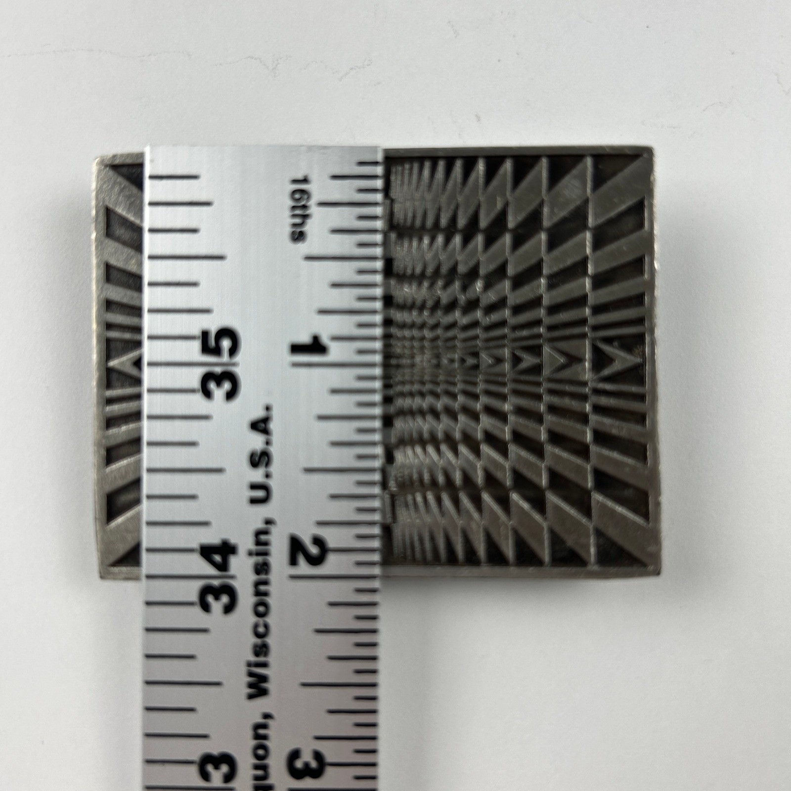Vintage 1974 Bergamot Brass Works Op-Art Geometric Maze Z-120 Belt Buckle