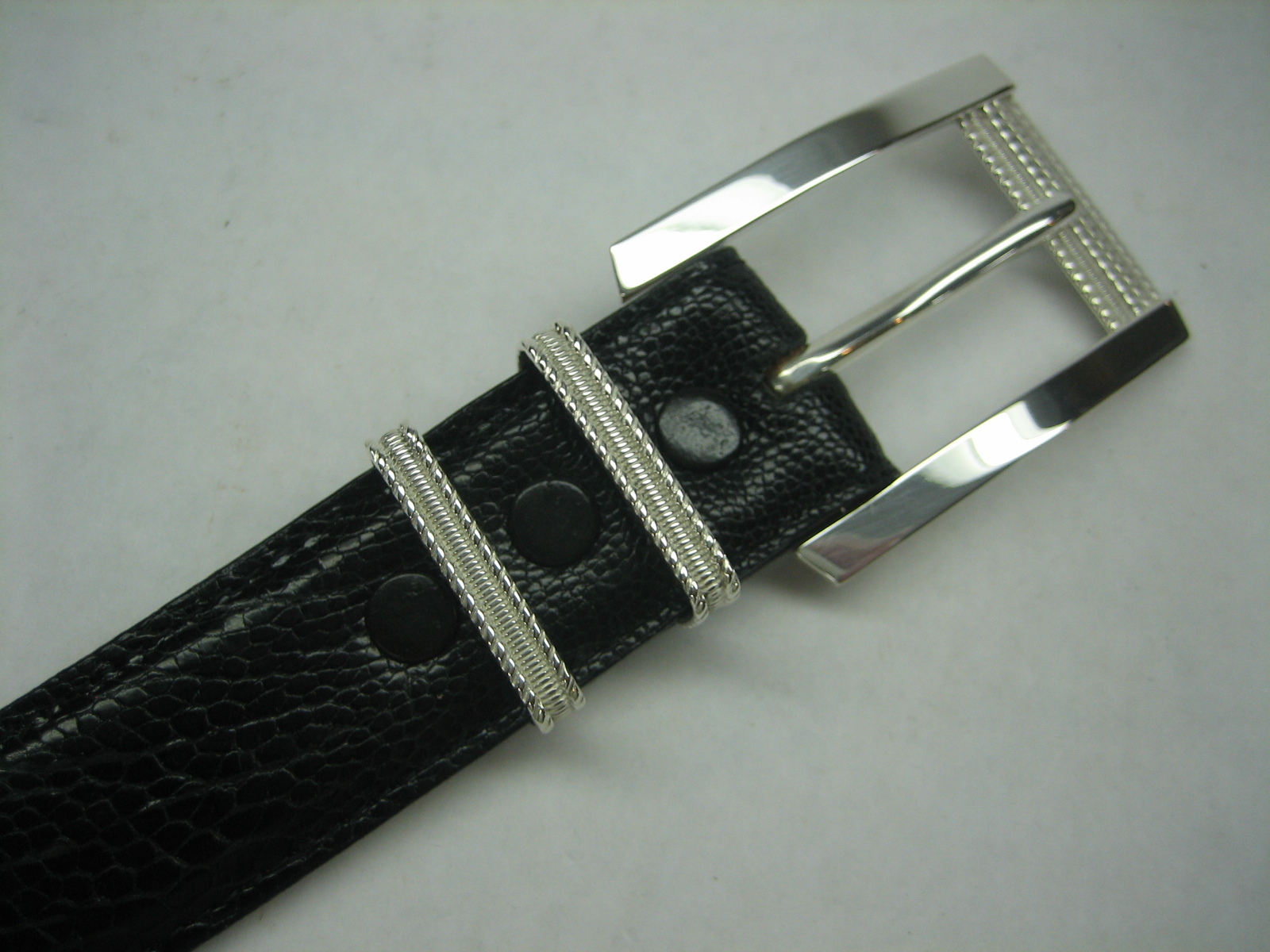 Sterling silver 925 buckle 2 loops w/Genuine Ostrich 30 mm belt shantpeter U.S.A