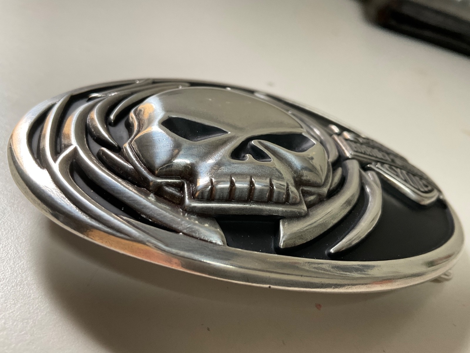 Harley-Davidson Willie G skull Bar&Shield belt buckle.#97798-09VM.Silver plaited