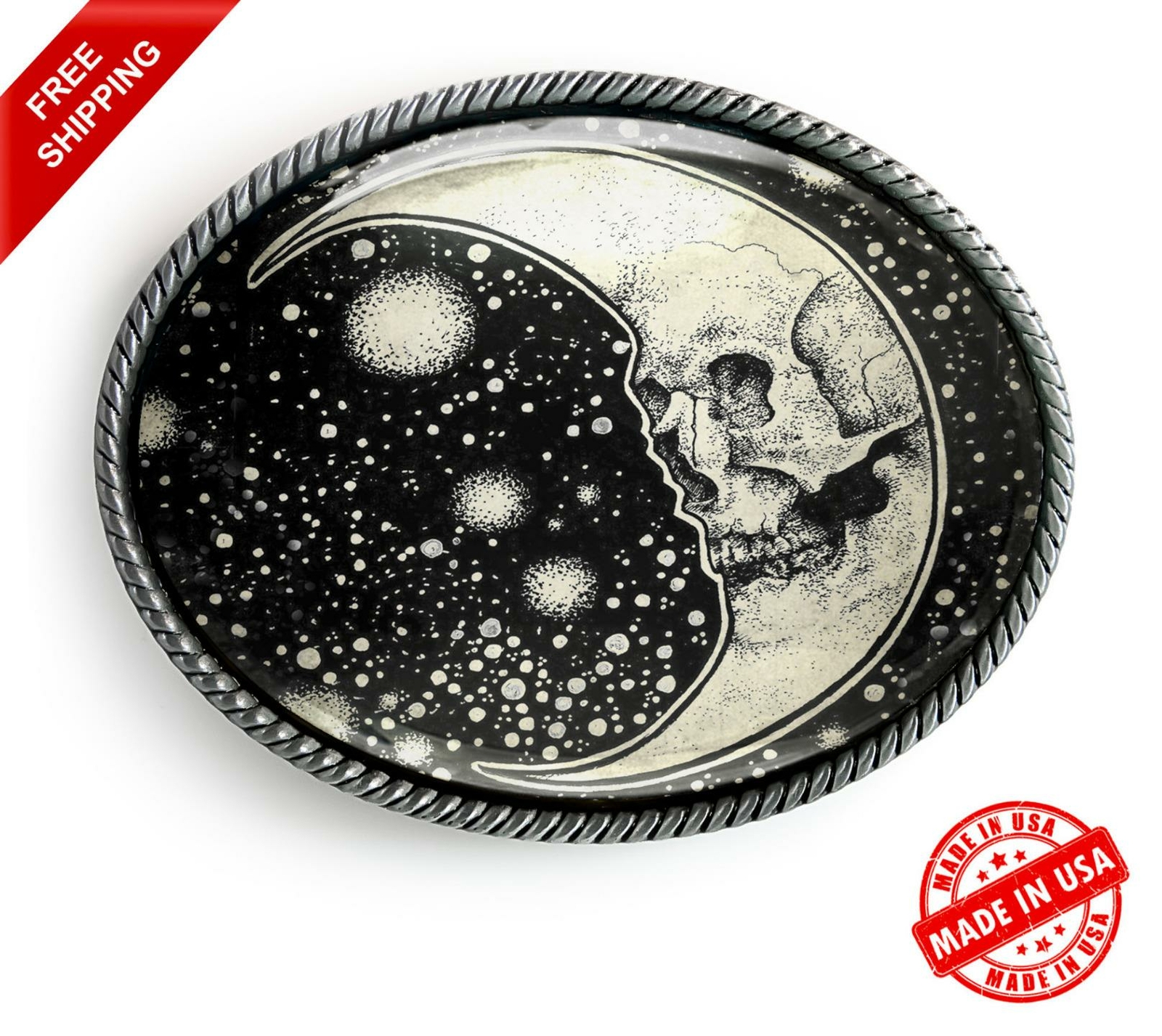 Esoteric Belt Buckle – Gothic Moon Celestial Astrology Handmade Buckle – 610-2