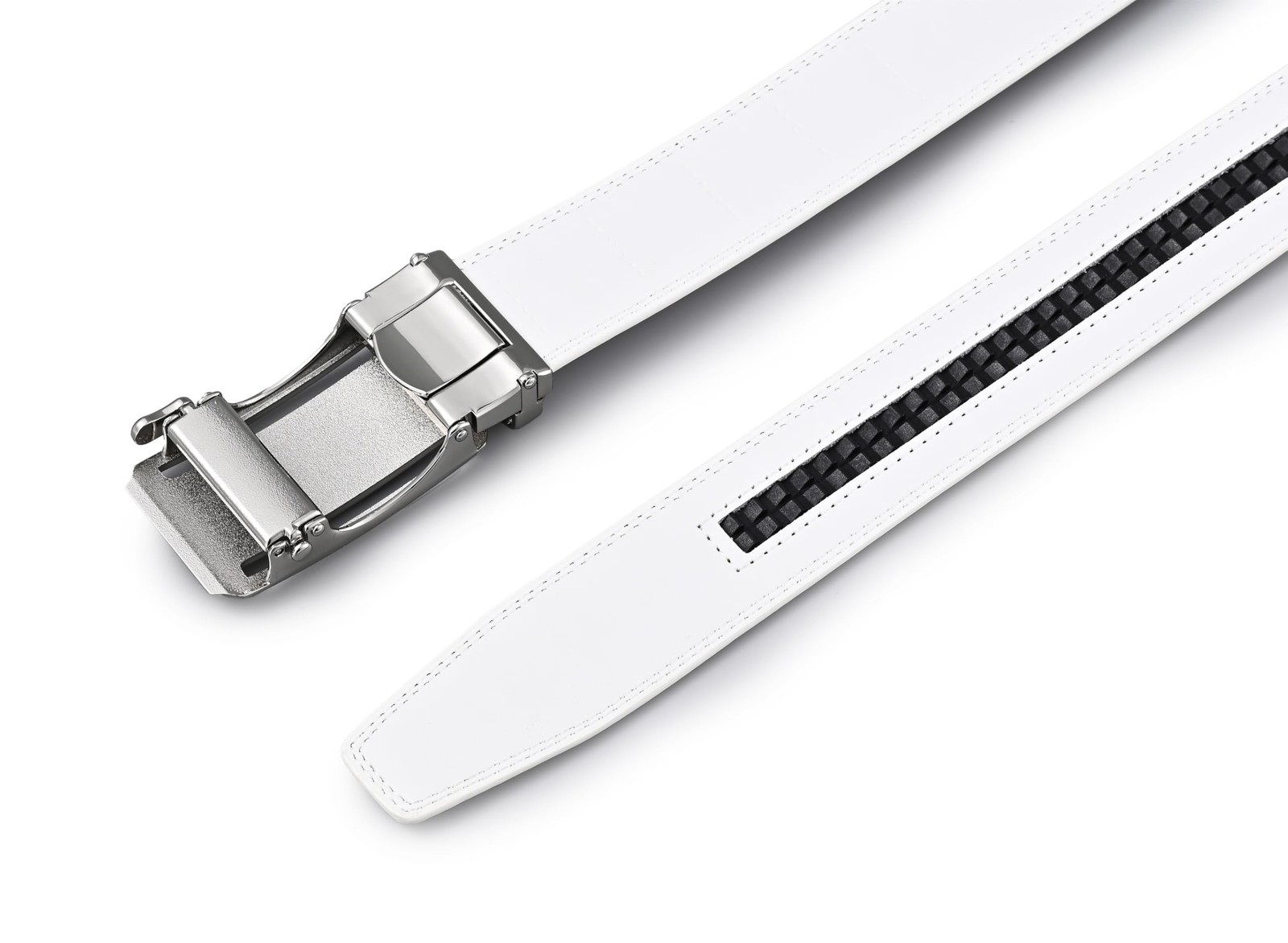 KUULIMEE White Belt Men, Ratchet Dress 30&Prime;-36&Prime; Waist Adjustable, White-04