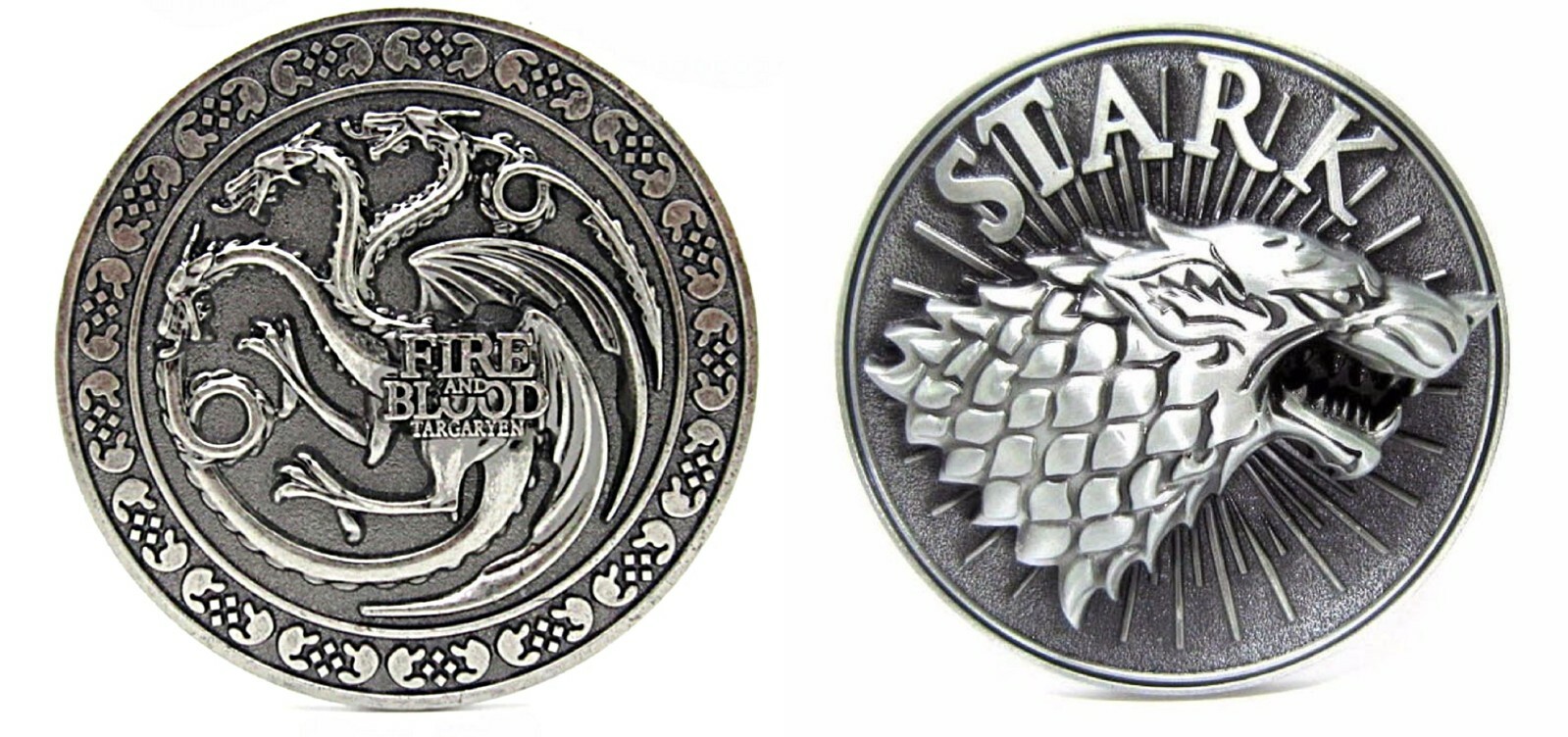 Game of Thrones Themed Metal Enamel Set of 2 Belt Buckles