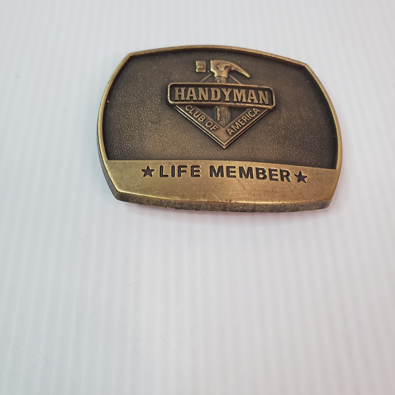 1996 Belt Buckle Handyman Club Of America Life Member Hammer Vintage