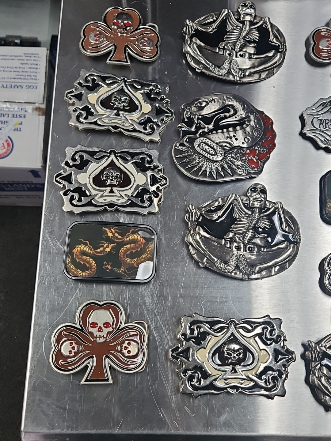 Vintage LOT OF 15 Belt buckles 2000s Chrome SKULLS metal SNAKE DRAGON LotD