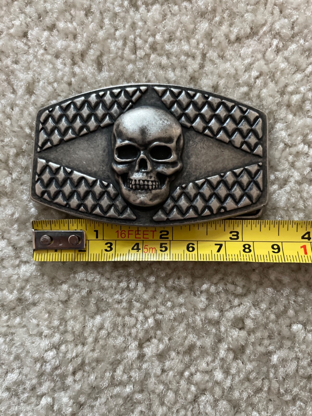 Men’s Chrome Skull belt buckle chrome/ black statement piece