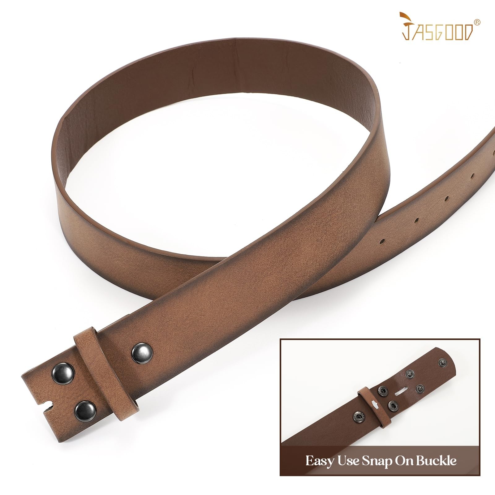 JASGOOD Western Leather Belt Strap for Fits waist size 27&Prime;-31&Prime;, D-dark Coffee