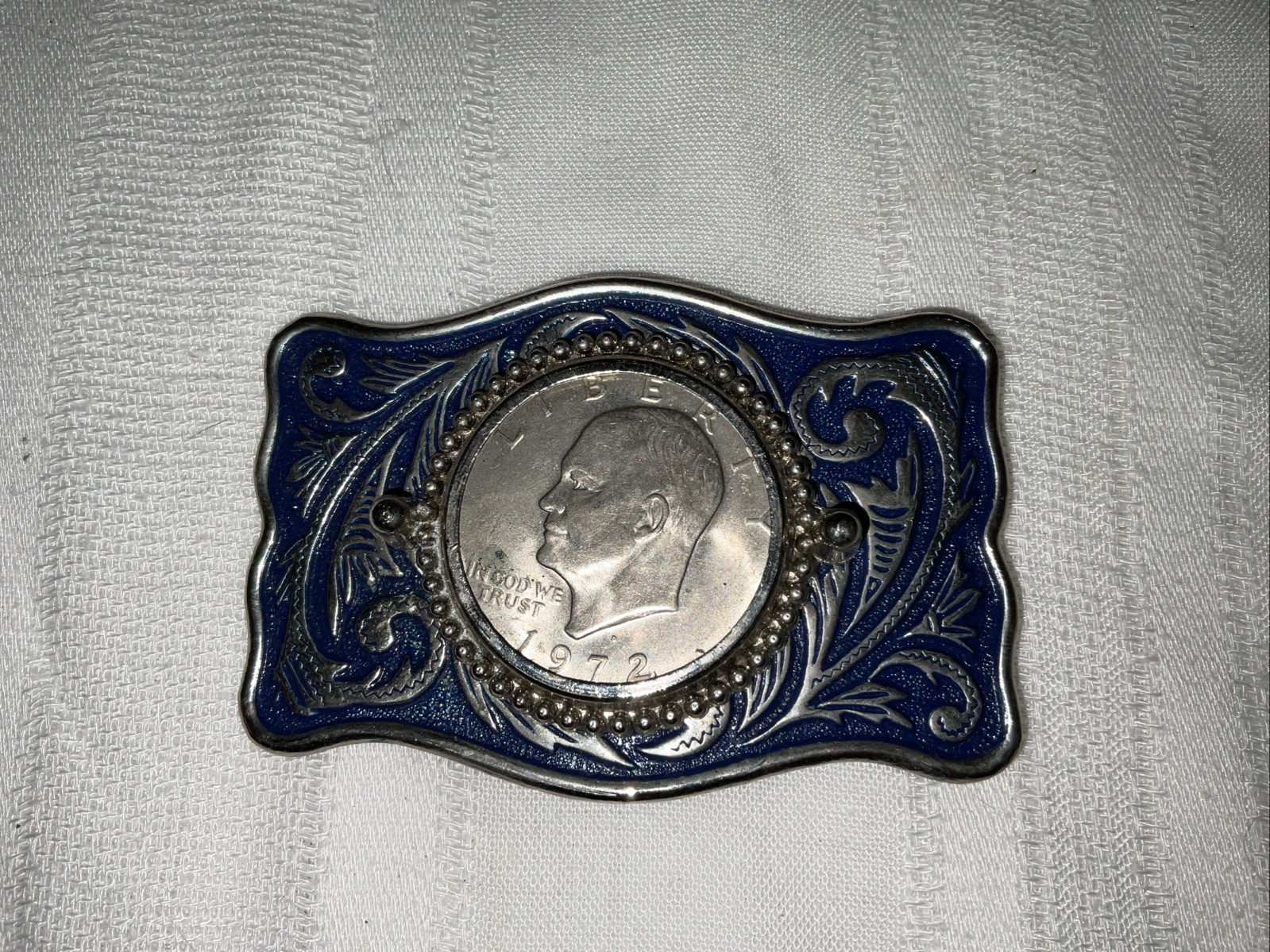 Vintage 1776-1976 Bicentennial Eisenhower Dollar Coin Denver Mint Belt Buckle