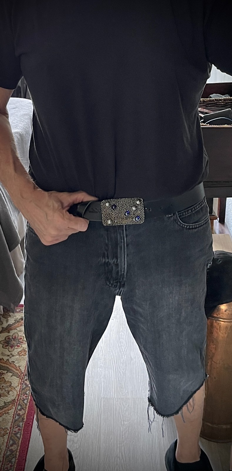 “Galaxy” Industrial Gothic Blue Stone Belt Buckle OOAK Darren McNeese