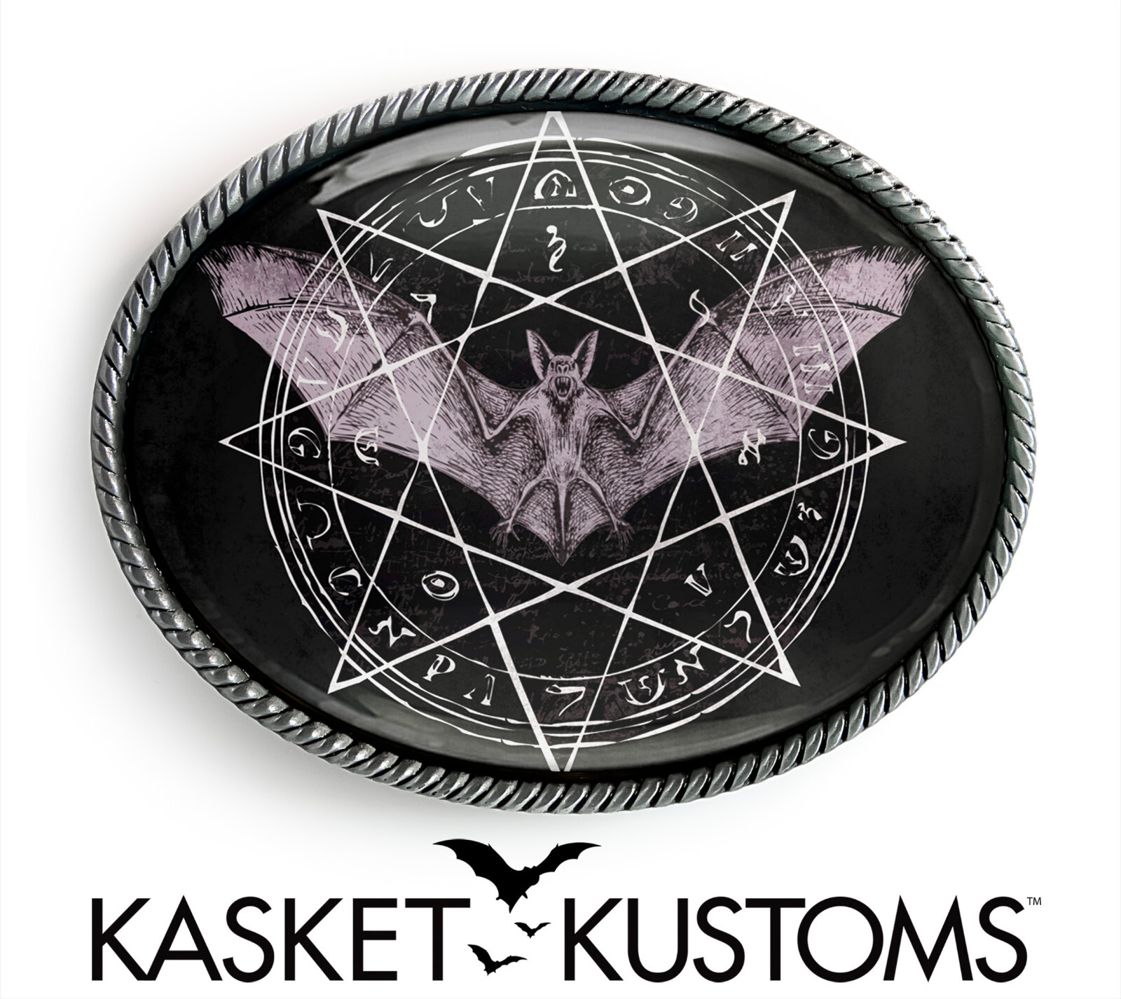 Occult Bat Belt Buckle – Gothic Esoteric Pentagram Symbol Handmade Buckle – 821