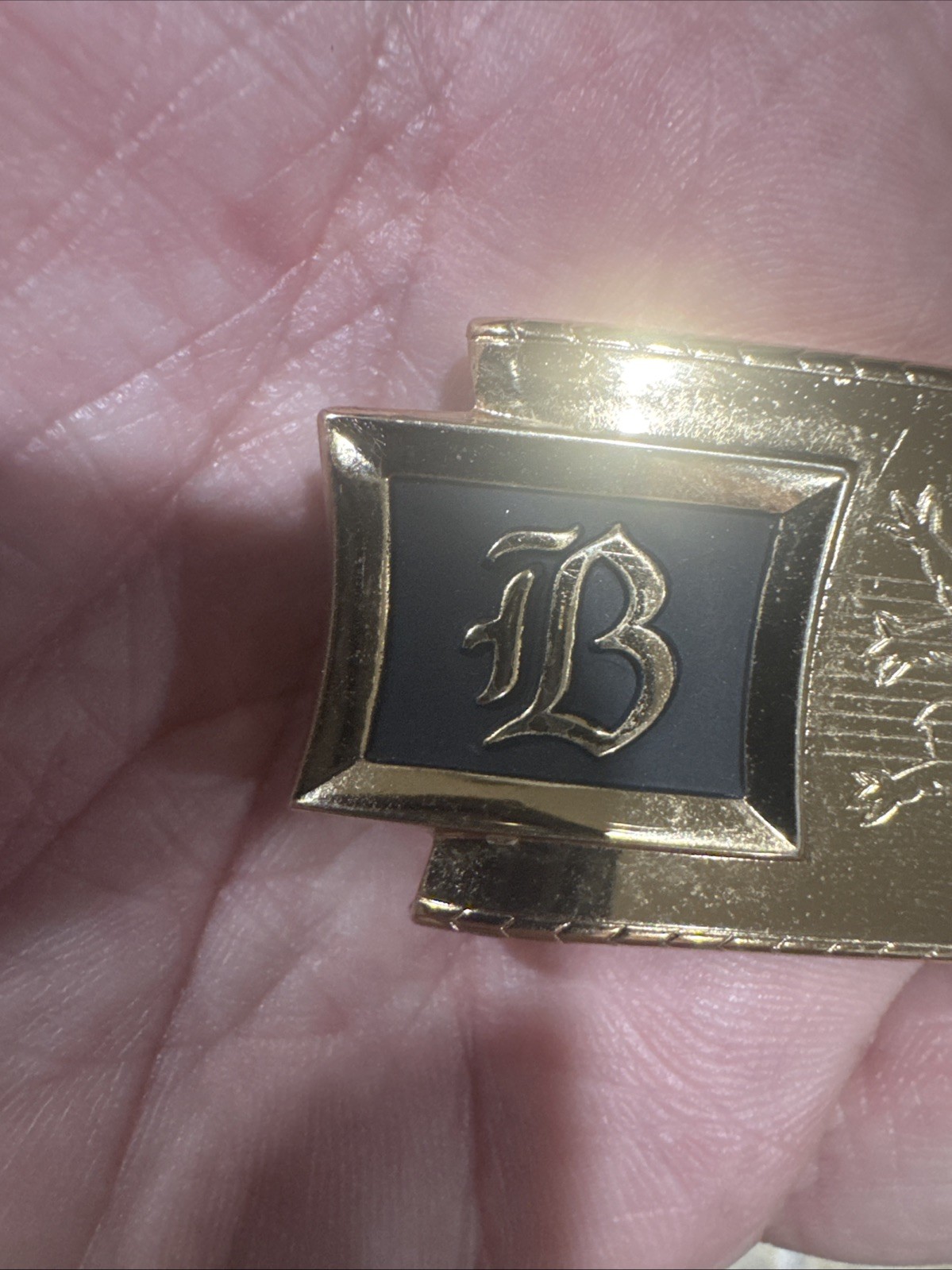 Vintage Hickok Master Plate Gold Tone Belt Buckle Letter B Initial Lion USA