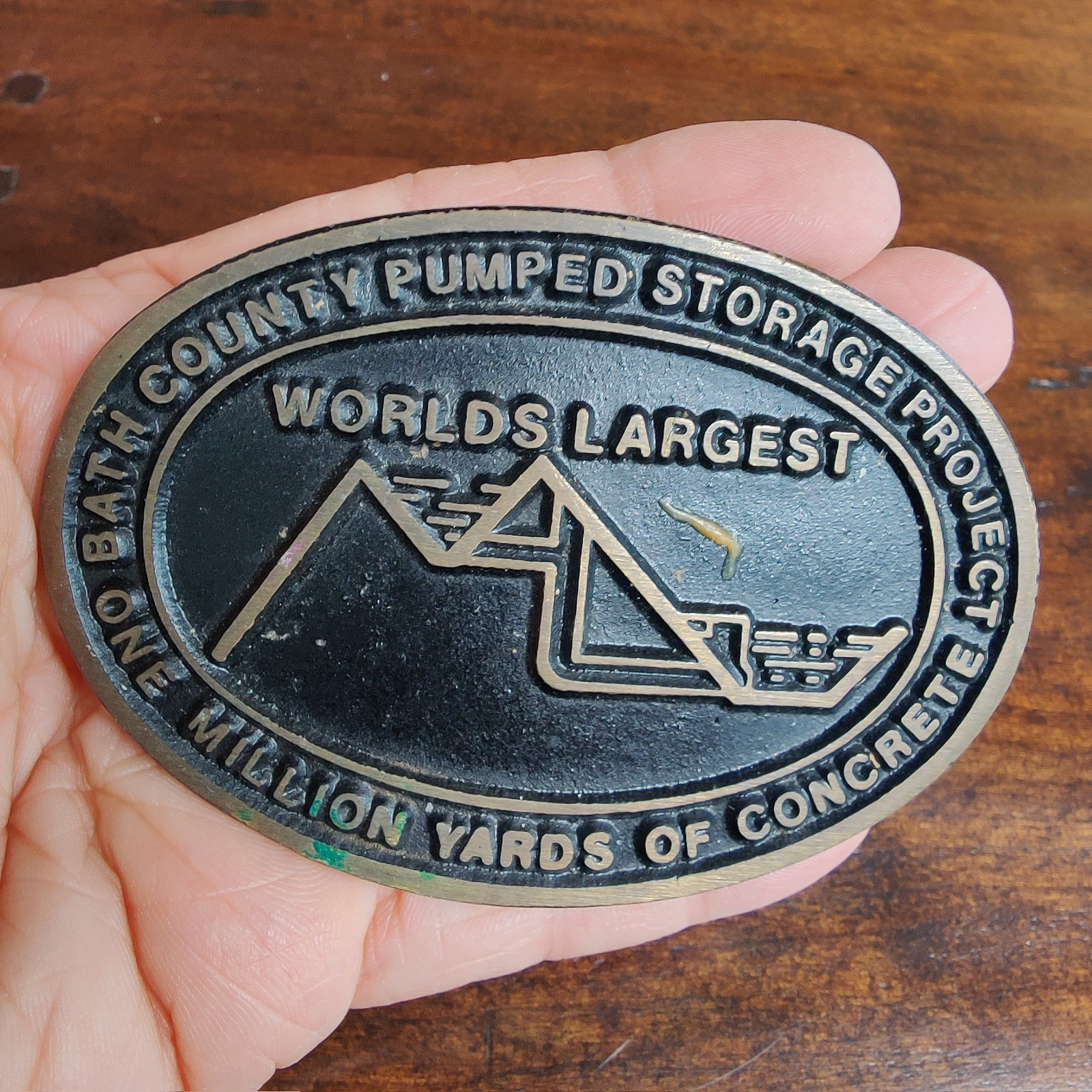 World&rsquo;s Largest Concrete Pumped Storage Dyna Provo Utah Solid Brass Belt Buckle