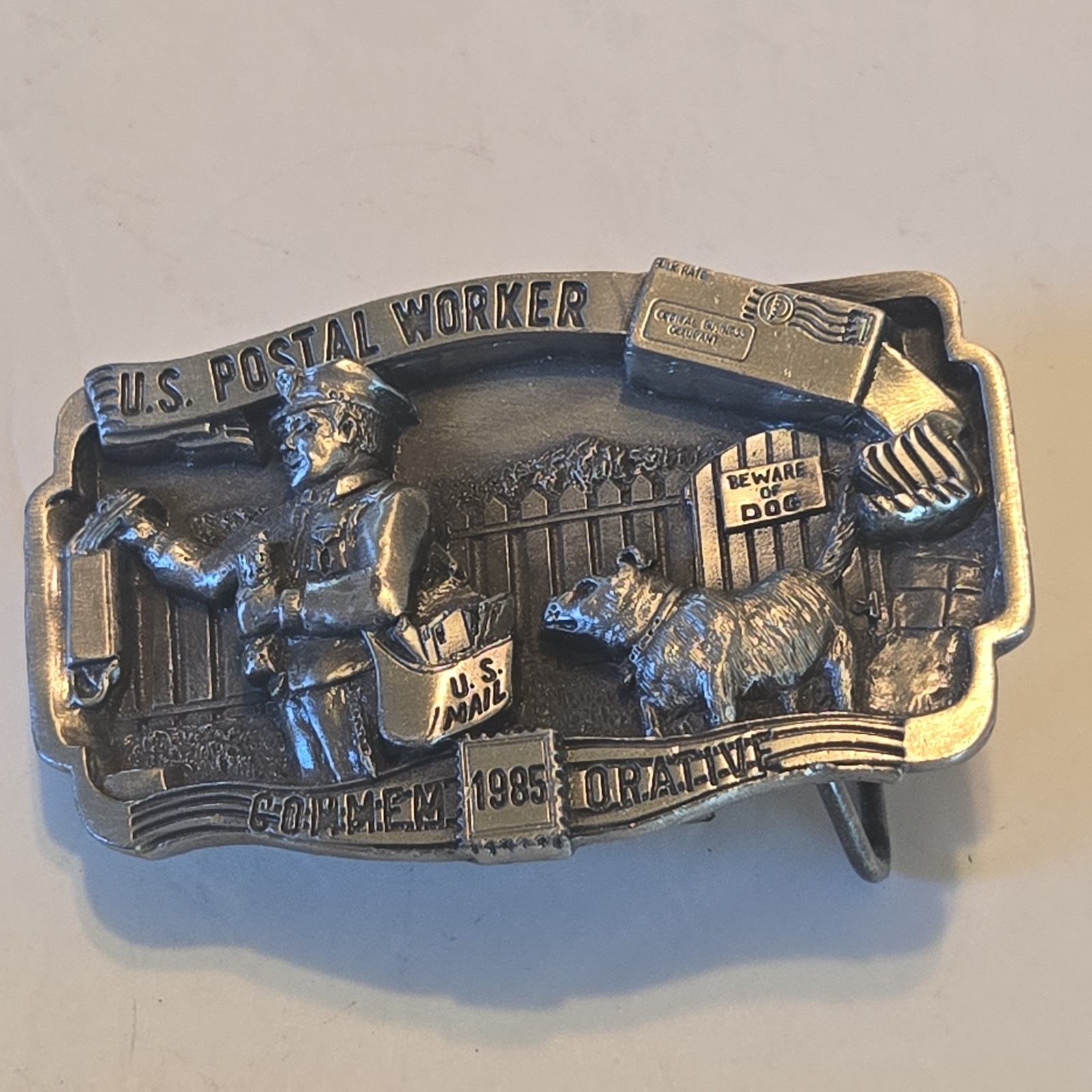 Vintage 1985 Postal Worker Commemorative U.S. Mail Belt Buckle #3012 of 5000