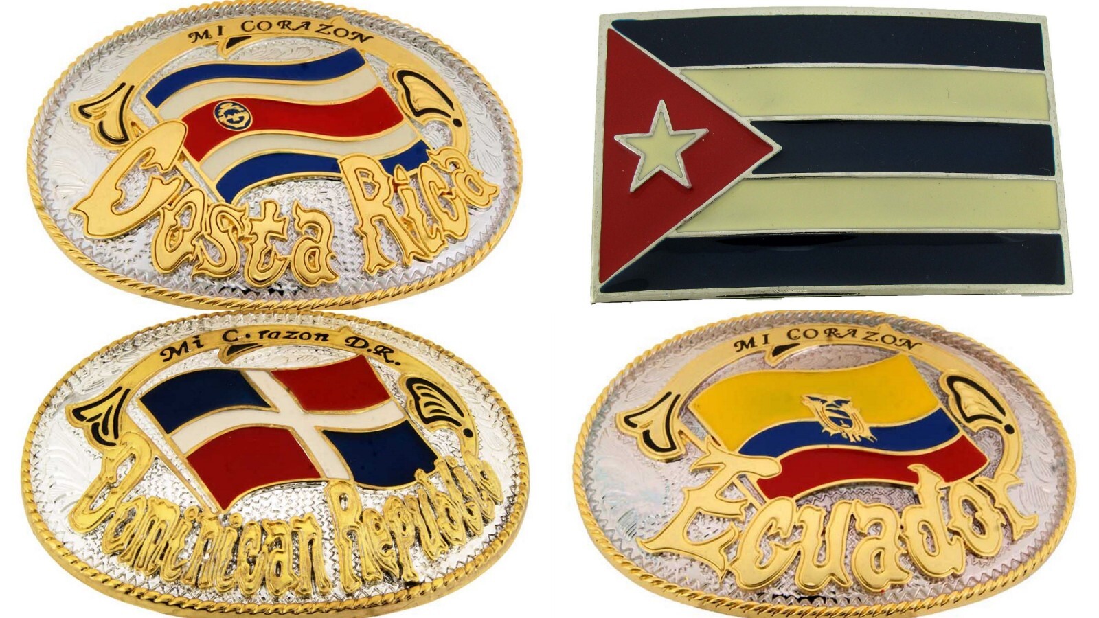 Flag Belt Buckles Men Unisex Metal Silver Gold Women North South America Us New