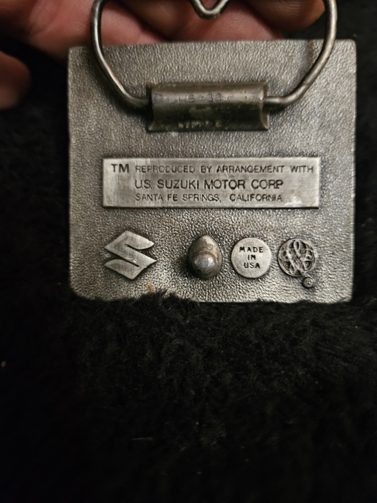 Vintage Suzuki Motorcycle Belt Buckle- Made in USA U.S. Suzuki Motor Corp Logo –