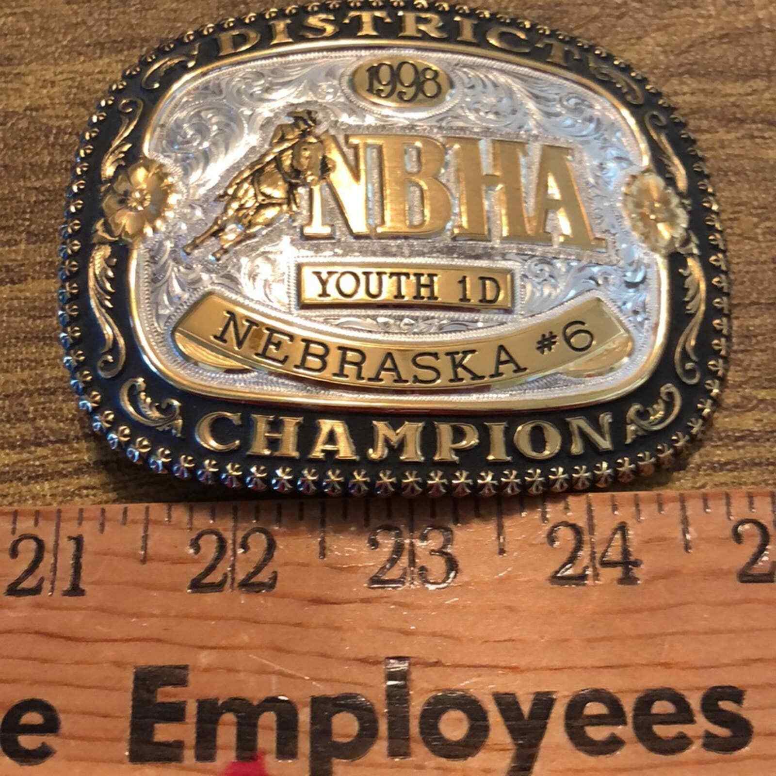 VTG Vintage Gist Bronze NBHA National Barrel Horse Nebraska Champion Belt Buckle