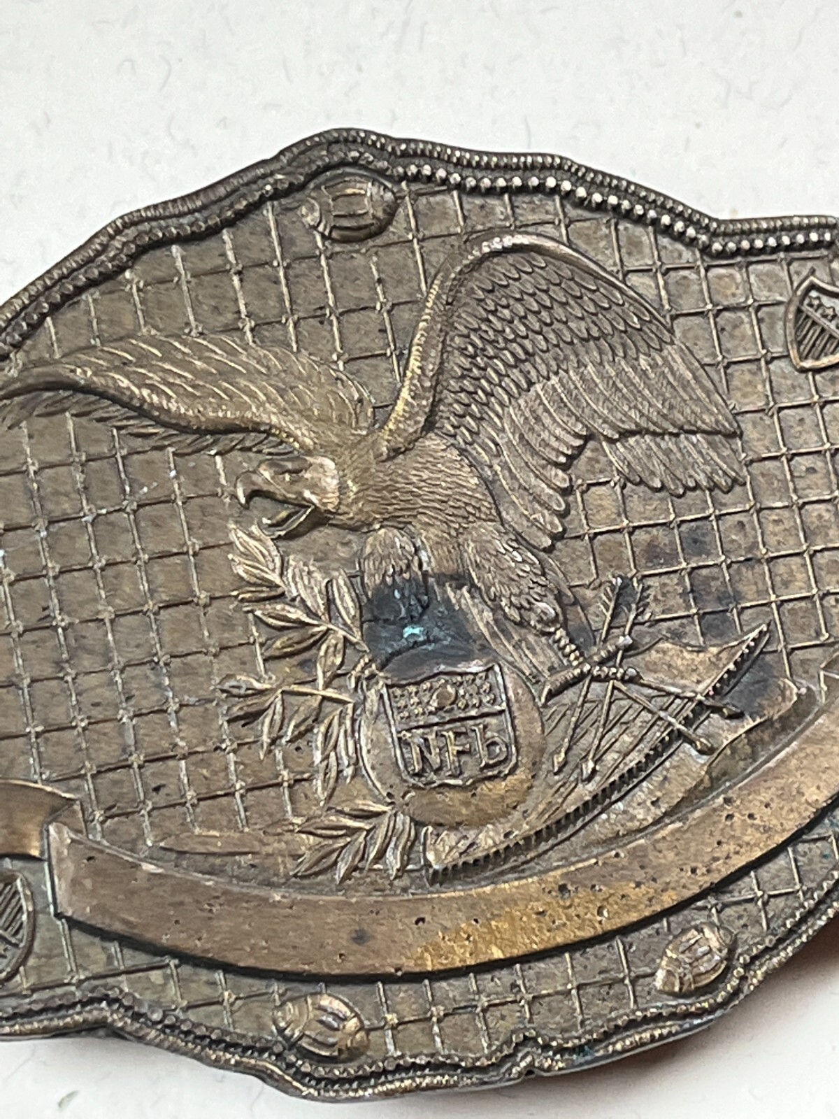 Large NFL Crest w American Eagle Antique Goldtone Metal Belt Buckle – 3.75 x