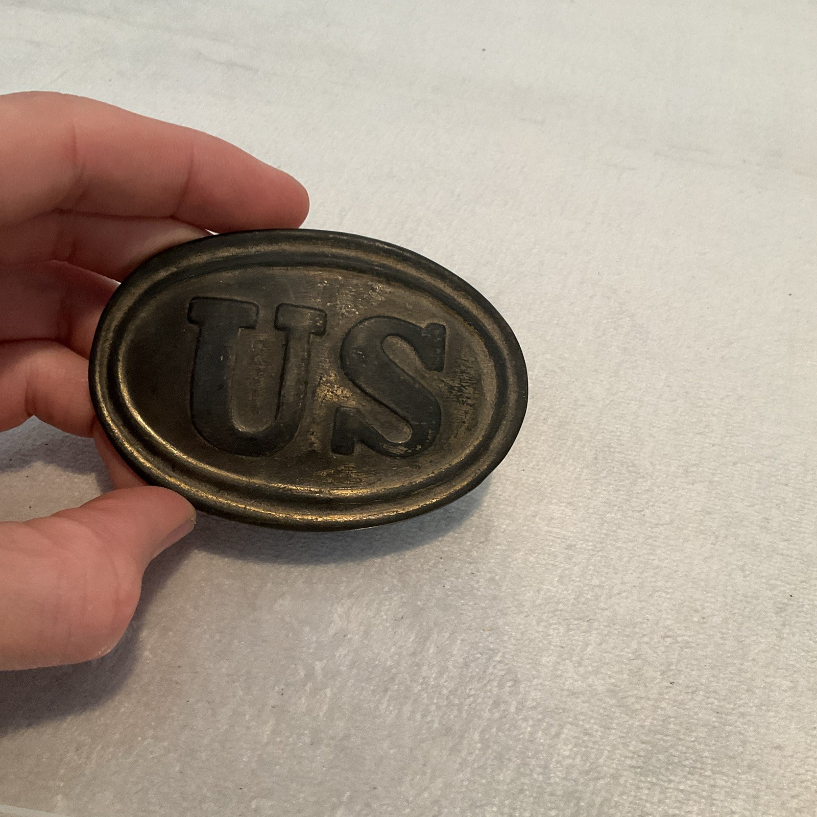 Civil War US Union Belt Buckle Brass Replica? Vintage Oval