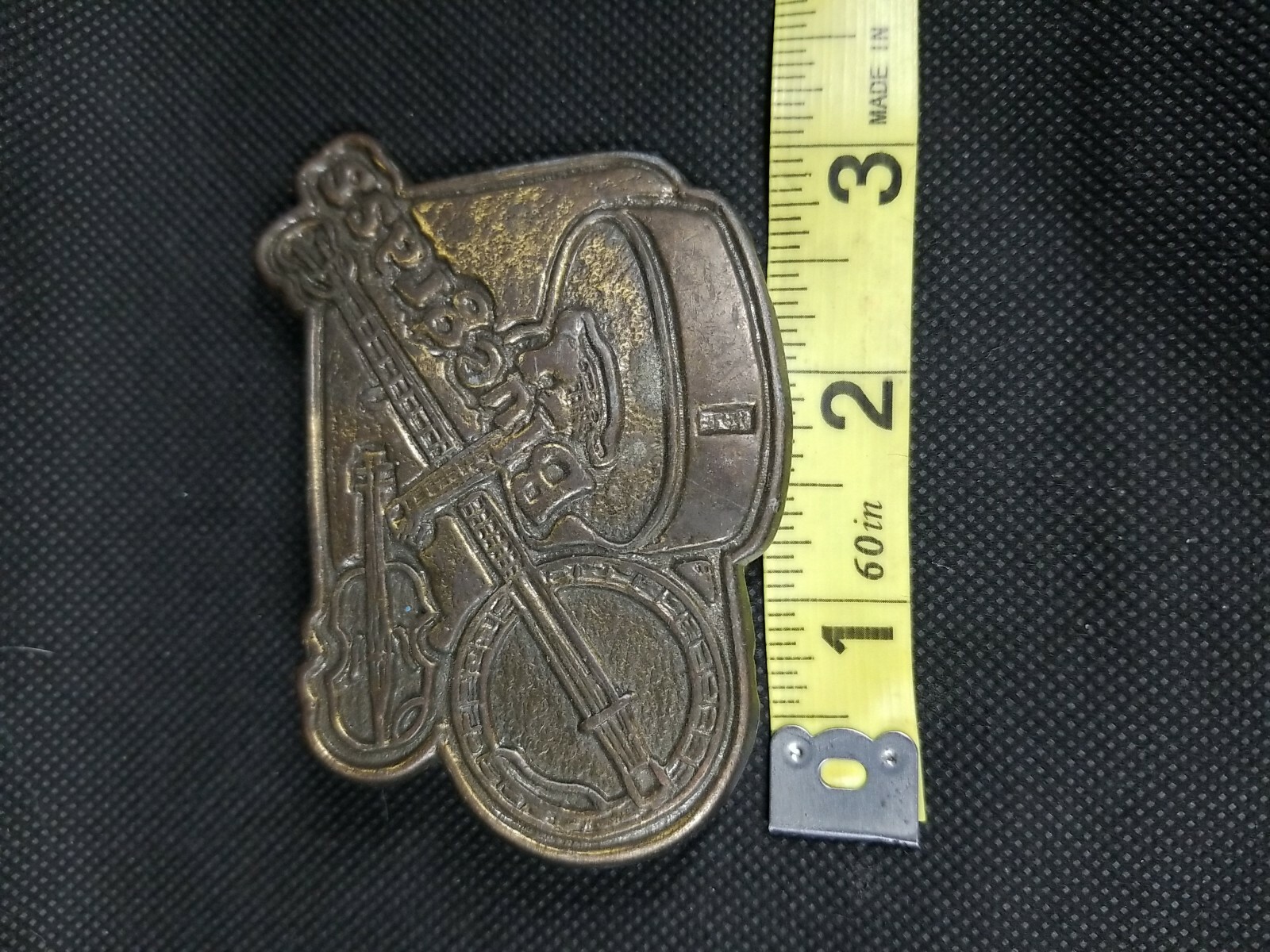 Bluegrass Music Guitar Banjo Fiddle 3D Belt Buckle Brass Music 3×2.5 Hillbilly *