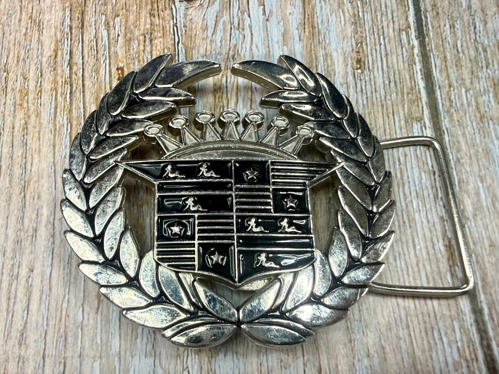 Cadillac Crown Logo Emblem Olive Branches and Flag 90&rsquo;s 187 Inc Belt Buckle