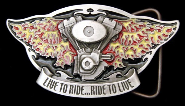MB12119 VINTAGE 2004 *LIVE TO RIDE – RIDE TO LIVE* V-TWIN MOTORCYCLE BELT BUCKLE